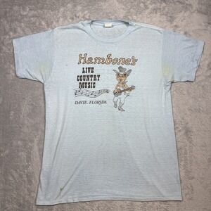 Vintage Thin T Shirt Men XL Blue Hambone's Live Country Music Florida Distressed